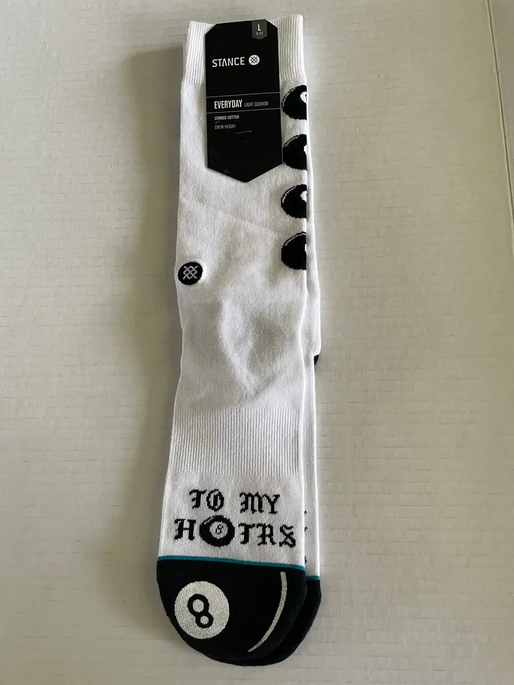 STANCE 8 BALL POOL TO MY H8TERS CREW SOCKS SIZE L NEW